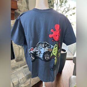 Men’s Plague Blvd Blue Graphic Racing Car BLVD 7 Short Sleeve Streetwear Large